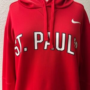 Nike‎ Red St. Paul's Vibrant Red Hoodie Men's Pullover Sweatshirt Size Large EUC